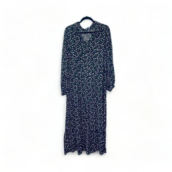 New Look | Dresses | New Look Curve Button Midi Shirt Dress Black Floral  Size 4 Fall | Poshmark